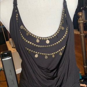 Sexy black ruched Bebe tunic size Small